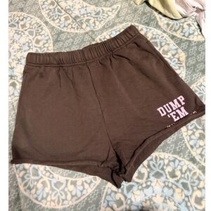 SOLD Mayfair Group Dump 'Em Greeni/Brown Graphic Sweat Shorts XS Womens Lounge